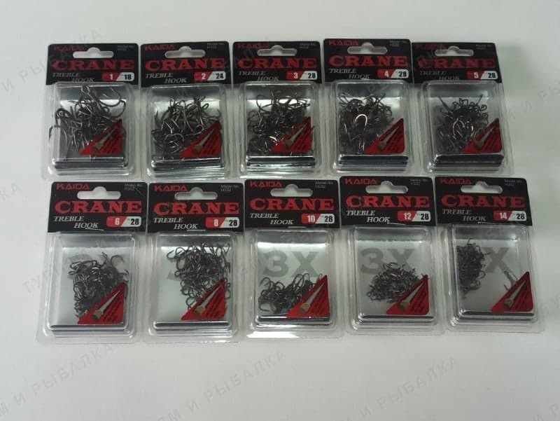 Крючок-Тройник Kaida Crane treble Hook Teflon Treated