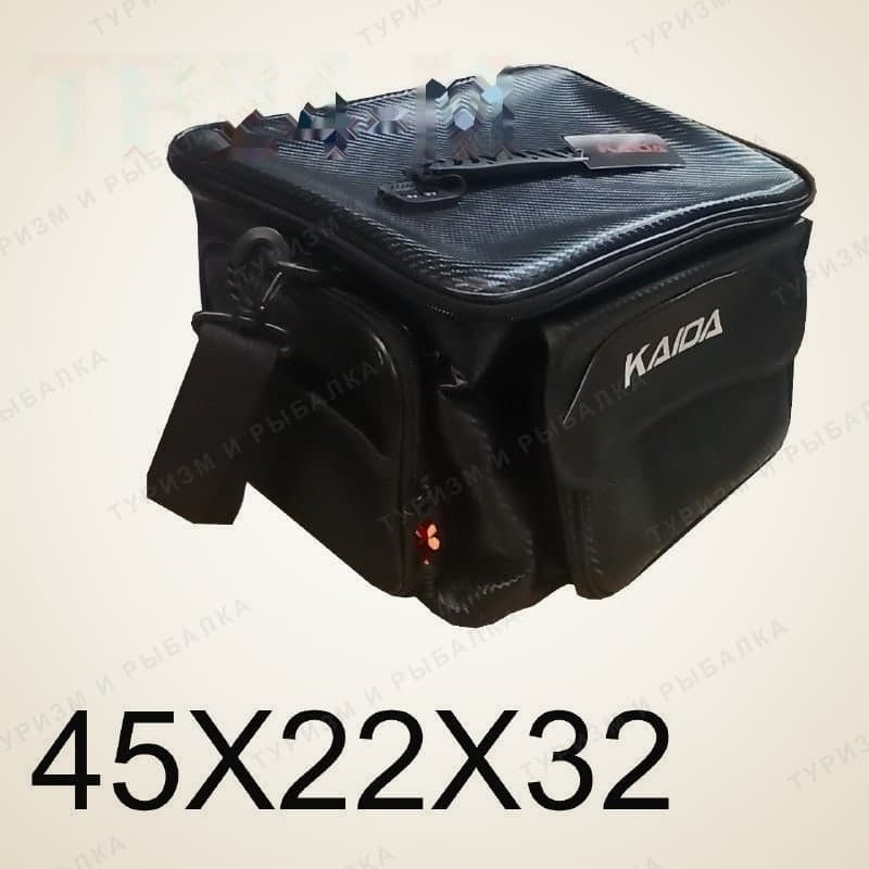 Сумка черная (рисунок карбон) 45х22х32см Kaida
